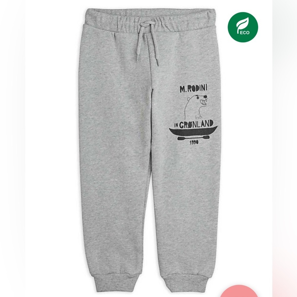 Mini Rodini Gray Sweatpants with Print polar bear.